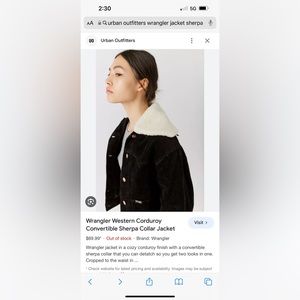 Urban Outfitters Wrangler Sherpa Jacket/ removable collar